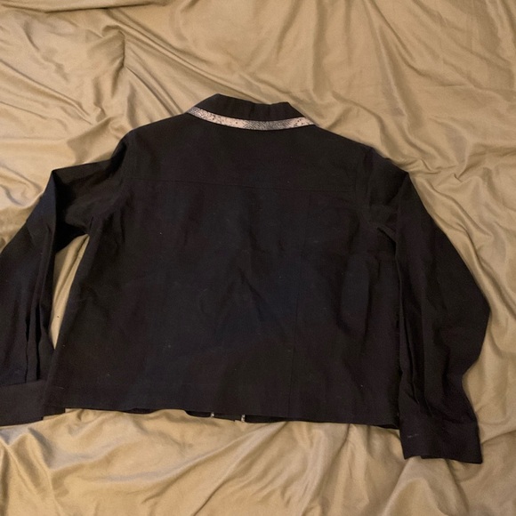 Morgan Cole Womens Sz S Black Zip Jacket Studded Bling Button Cuff Sleeve Lined - Picture 11 of 12